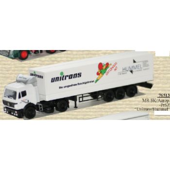 Mercedes-Benz SK/Aerop., Pritschen-/Planensattelzug, Unitrans Hummel Die sorgenfreie Frachtgutreise