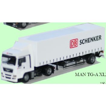 MAN TGA XXL/Aerop., Gardinen-Koffersattelzug, DB - Schenker