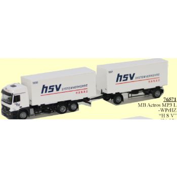 Mercedes Benz Actros MP3L, Wechselpritschen-Hängerzug, HSV Systemverkehre, Hanau Hessen