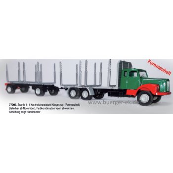 Scania 111 Kurzholztransport-Hängerzug, 3achs LKW mit 2achs Anhänger