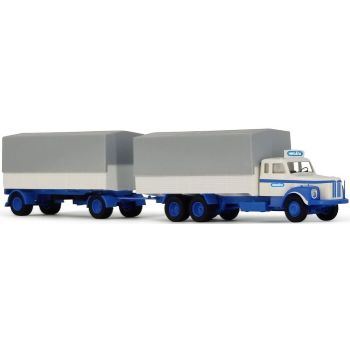 Scania 111 3achs LKW mit Anhänger, Pritsche/Plane, Hallens