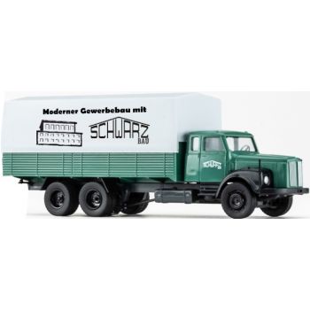 Scania 111 3achs LKW Pritsche/Plane, Schwarz Bau - Moderner Gewerbebau