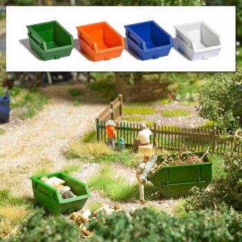 4 Absetzcontainer 1,5 cbm in verschiedenen Farben, Größe jeweils: 20 x 16 x 10 mm