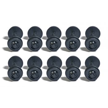 Radsätze. 10 Achsen mit Rädern von Eisenbahnwaggons als Ladegut und zur Ausgestaltung von Bahnbetriebswerken und Werkstätten.