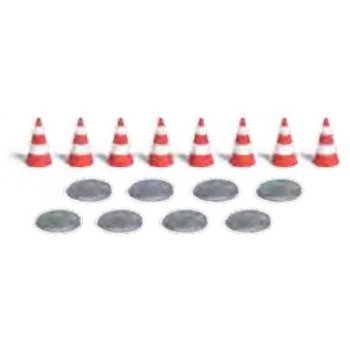 Kanaldeckel und Leitkegel (Inhalt je 8 Stück)