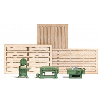 Holzbearbeitungsmaschinen, Bandsäge, Kreissäge und Hobelmaschine, Fertigmodell