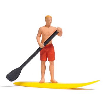 Stand Up Paddling, Stehpaddeln - Figur mit Stechpaddel auf einem Board
