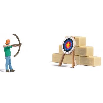 Bogenschütze mit Zielscheibe und 6 Strohballen