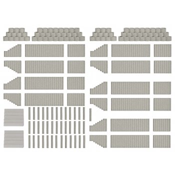 Pflanzsteine und Palisaden, grau