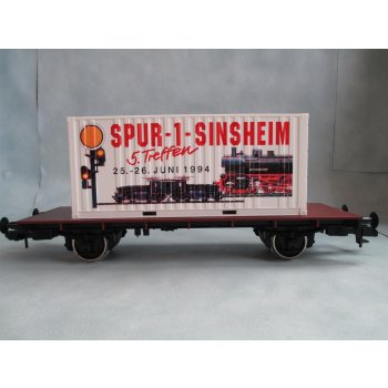 Auto & Technik-Museumswagen Sinsheim 1994, Flachwagen beladen mit Container, Spur 1,