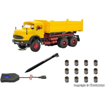 Mercedes-Benz Rundhauber Baukipper 3achsig mit Rundumleuchten, Basis-Startset Funktionsmodell CarMotion