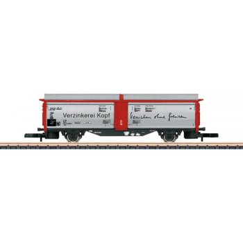 Märklin Museumswagen 2020 Spur Z, mini-club, Gedeckter Güterwagen mit Schiebewand der DB, Verzinkerei Kopf Schlierbach, in spezieller Blechdose