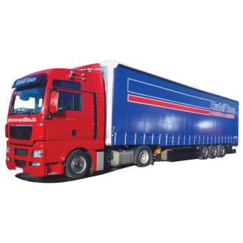 MAN TGX XXL Aerop., Gardinen-Koffersattelzug, Rose