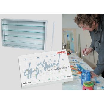 24 mini-club Wagen - 24 Kunststückchen, Aventskalender 2003 Wagen mit Gestaltung vom Künstler Hans-Peter Hauf Gesamtkunstwerk mit hochwertiger Vitrine