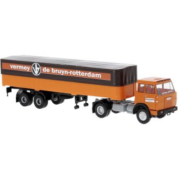 Henschel F161 Pritschen-/Planensattelzug,  vermey de bruyn Rotterdam, Plane braun, Niederlande