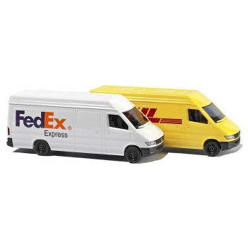 Set 2 Mercedes-Benz Sprinter Kastenwagen, FedEx und DHL, Maßstab 1:160