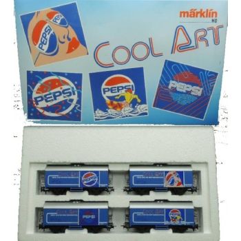 PEPSI COOL ART ZUG, Inhalt: 4 Wagen /(4415) PEPSI COOL ART FOR THE NEW GENERATION. 1) Surfer 2) Neon 3) Confetti 4) Sunglasses