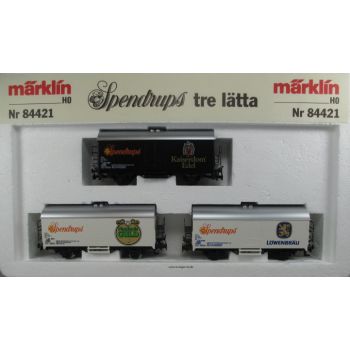 Spendrups tre lätta, Packung mit 3 Bierwagen (4415) SJ: 1) Spendrups Kaiserdom Edel, 2) Spendrups Norrlands GULD, 3) Spendrups LÖWENBRÄU