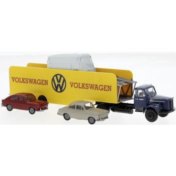 Scania L111 Autotransport-Sattelzug, Volkswagen, mit Ladegut, Baujahr 1962