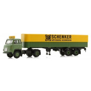 Scania LB 76 Pritschen-/Planensattelzug, Schenker