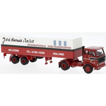 Volvo F89 Koffersattelzug, J.v.d. Kwaak INTERNATIONALE KOELTRANSPORTEN Hillegom Holland, altes Design, Baujahr 1972, Niederlande