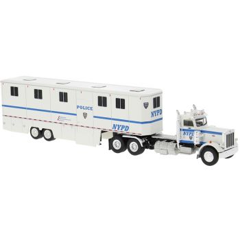 Peterbilt 359 Pferdetransport-Koffersattelzug, NYPD - Polizei New York, U.S.A.