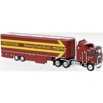 Set mit Kenworth K100 Aerodyne Renntransporter und VW Caddy - Momo, Penthouse Steering & Road Wheels momo, Baujahr 1980, (VW von Wiking !)