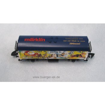 märklin Ein frohes Weihnachtsfest 1999 und viel Glück im neuen Jahrtausend (Wagen nur für Mitarbeiter 1999, blaues Dach mit Bedruckung,