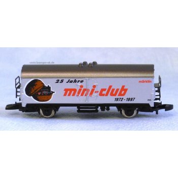 Märklin 25 Jahre mini-club 1972-1997 (wechselseitige Bedruckung, Wagen silbern mit Tenderlok in Nußschale)