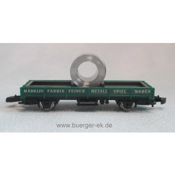 Märklin Fabrik feiner Metall Spielwaren (grüner Niederbordwagen beladen mit Blechrolle, Int.Spielwarenmesse Nürnberg 1993, spezielle Verpackung!)