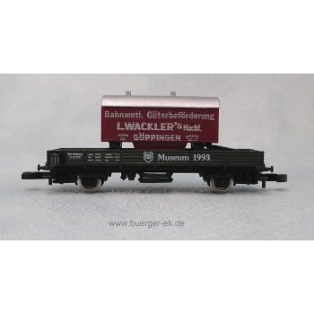 Märklin Museumswagen 1993, L.Wackler's Nachf. Göppingen, Museum 1993 (Niederbordwagen beladen mit Möbelwagen)