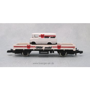 Würth ORSY mobil (Niederbordwagen weiß, beladen mit Mercedes-Benz Lieferwagen, Würth Orsy Mobil)
