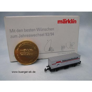 Hohenstaufenstadt Göppingen wechselseitig Bedruckung 800 Jahre Friedrich II, (Containerwagen silbern, in spezieller Verpackung mit märklin Plakette,