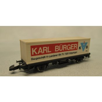 Karl Bürger Baugeschäft H.-Landerer-Str.75  7320 Göppingen KB, (Containerwagen mit Märklin-Signet, org.Märklin)