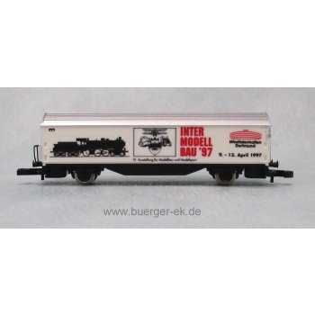 Intermodellbau '97 Westfalenhalle Dortmund (Schiebewandwagen mit Dampflokabbildung)