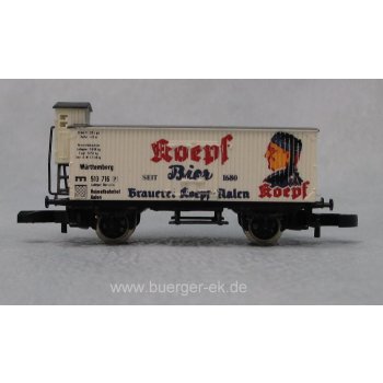 Koepf Bier, Brauerei Aalen (Gedeckter Altbaugüterwagen mit Bremserhaus)