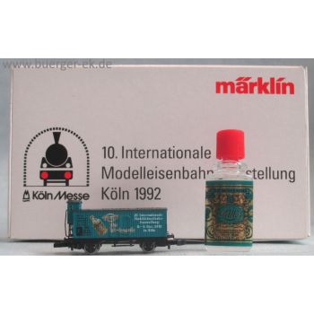 Modelleisenbahnausstellung Köln 1992 - 4711 Weltmarke (Altbaugüterwagen mit Bremserhaus, spez. Verpackung mit Probeflasche 4711)
