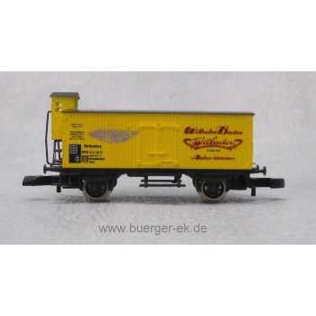 Bade Wilhelm 'Wilbader' (gelber Gedeckter Altbaugüterwagen mit Bremserhaus)