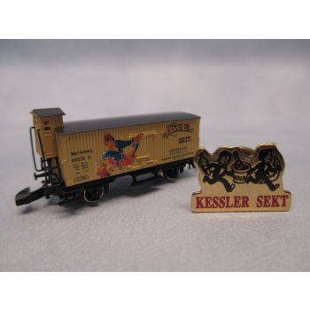 Kessler Sekt - Kessler Sect, Gedeckter Güterwagen mit Bremserhaus, in spezieller Verpackung mit Pin, Packungsaufschrift: 13.Internationale Modelleisen