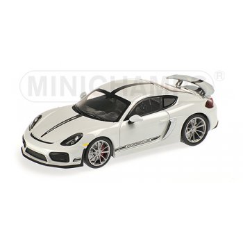 Porsche Cayman GT4, Baujahr 2016, weiß mit schwarzen Streifen