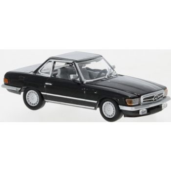 Mercedes-Benz SL (R107) geschlossen, schwarz metallic, Baujahr 1985, PCX