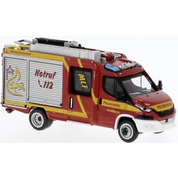 Iveco Magirus Daily MLF, Feuerwehr Leonberg - Baden-Württemberg, rot mit gelbem Streifendesign, Baujahr 2021, PCX
