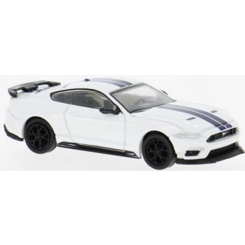 Ford Mustang VI Mach I, weiß mit dunkelblauem Streifen, Baujahr 2020, von PCX