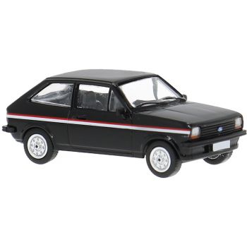 Ford Fiesta MK I Avus, schwarz mit Dekorstreifen, Baujahr 1975, von PCX