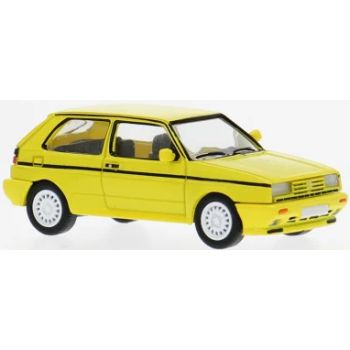 VW Golf Rallye, gelb mit schwarzem Dekorstreifen, Baujahr 1989, von PCX