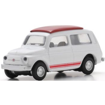 Fiat 500 Giardiniera, weiß mit rotem Dach und Dekor, Baujahr 1968