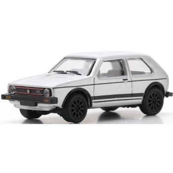 VW Golf I GTI, silber metallic mit schwarzen Felgen, Baujahr 1985