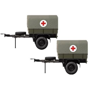 Anhänger HL 10 Hochpritsche mit Plane, Militär - Sankra - Rotes Kreuz, (2 Stück)
