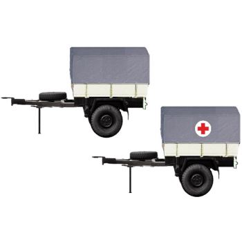 Anhänger HL 10 Hochpritsche mit Plane, DRK - Deutsches Rotes Kreuz der DDR, (2 Stück)