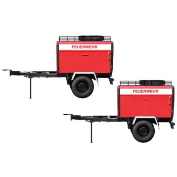 Anhänger HL 10 Kasten mit Dachträger, Feuerwehr - mit Bedruckung, (2 Stück)